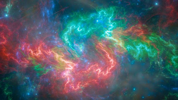 Kleurrijke plasma werveling met sterren in de achtergrond - Foto, afbeelding
