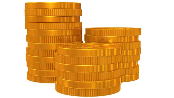 золоті монети ізольовані на білому фоні 3d рендерингу
 - Фото, зображення