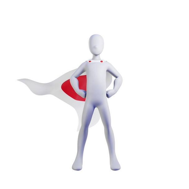 Superbohater 3d renderowania z Japonii peleryna narodu - Zdjęcie, obraz