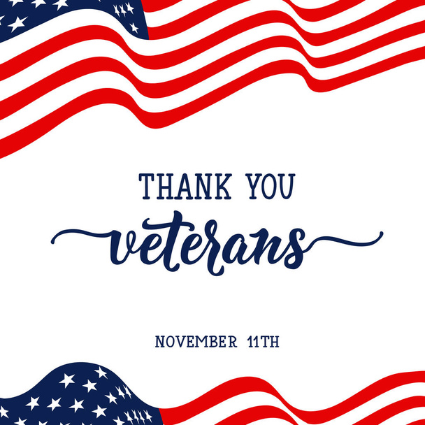Thank you veterans. November 11th, United state of America, U.S.A veterans day design. - Vector, imagen