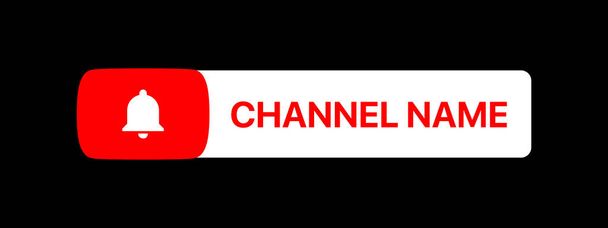 Nombre de canal de Youtube Título con botón Suscribir. Elemento vectorial de redes sociales sobre fondo negro - Vector, Imagen