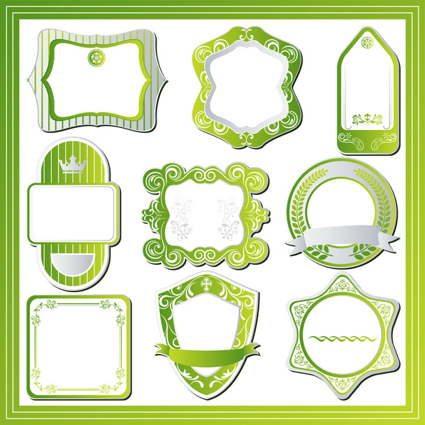 αφηρημένη πράσινο Ετικέτες σύνολο - Διάνυσμα, εικόνα