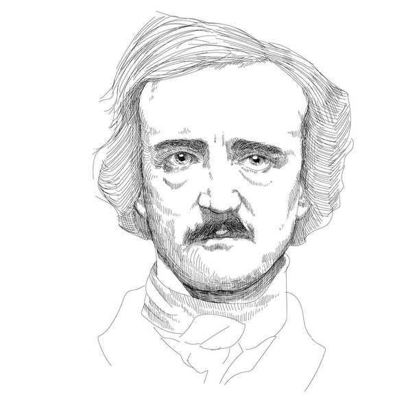 Edgar Allan Poe - amerikai író, költő, szerkesztő és irodalomkritikus. - Vektor, kép