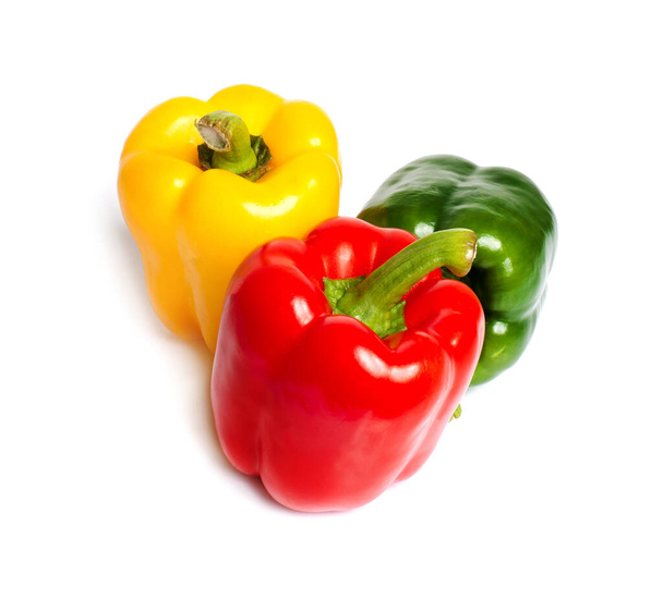 Fresh vegetables Three sweet Red, Yellow, Green Peppers isolated on white background. - Φωτογραφία, εικόνα