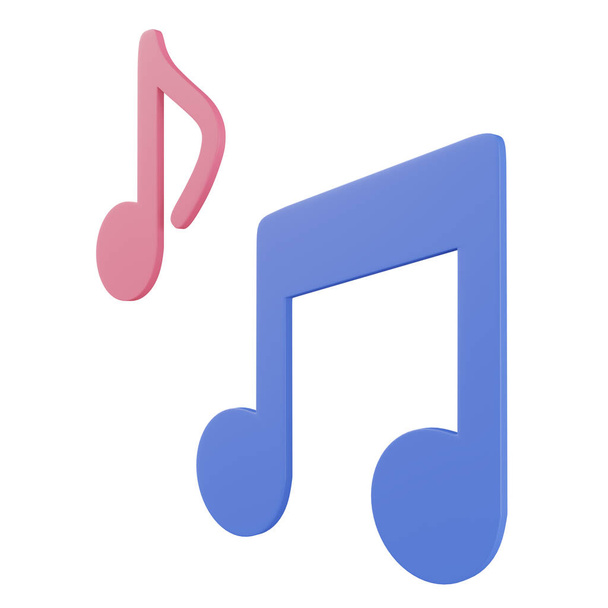 3d renderização de música nota, ícones 3d, pastel estilo cartoon mínimo isolado - Foto, Imagem