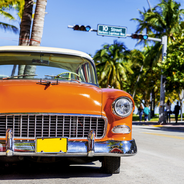 Classic American Car on South Beach, Miami.  - Photo, Image