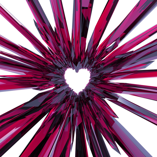 Purple red crystal glass background with heart sign - Photo, image