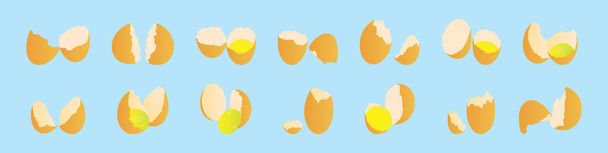set gebarsten eieren cartoon pictogram ontwerp template met verschillende modellen. vectorillustratie geïsoleerd op blauwe achtergrond - Vector, afbeelding