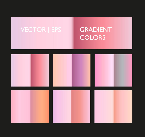 Holographic multicolor palette set. Vivid color gradient for screen, mobile, banner, label, tag template. Metallic gold, silver, bronze colorful background. - Vector, Image