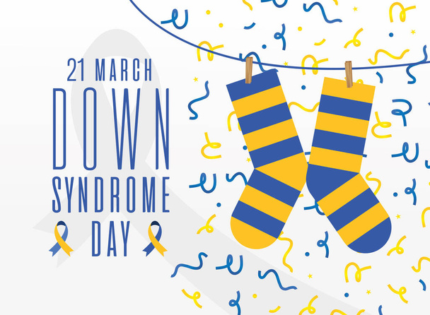 down syndrome day striped socks and confetti vector design - Vector, Image