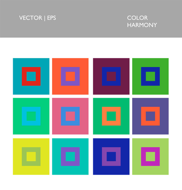 Color set. Color combination palette. Color of harmony. Bright and contrast colorful composition solutions. Trendy contrast multicolor. Contrasting colorful palette. - Vetor, Imagem