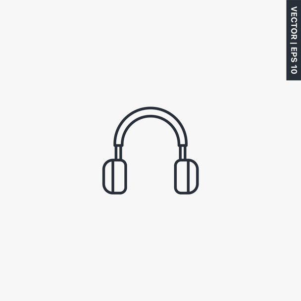 Słuchawki, liniowy znak stylu dla mobilnej koncepcji i projektowania stron internetowych. Symbol, ilustracja logo. Pixel doskonała grafika wektorowa - Wektor, obraz
