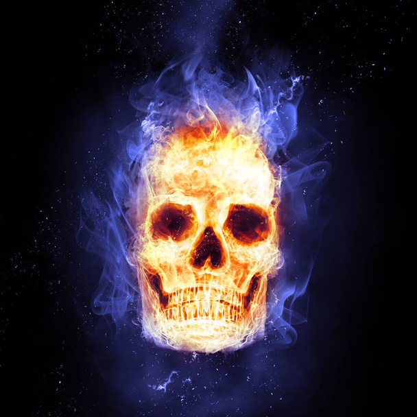 Halloween background with skull in a spooky night. - Photo, Image