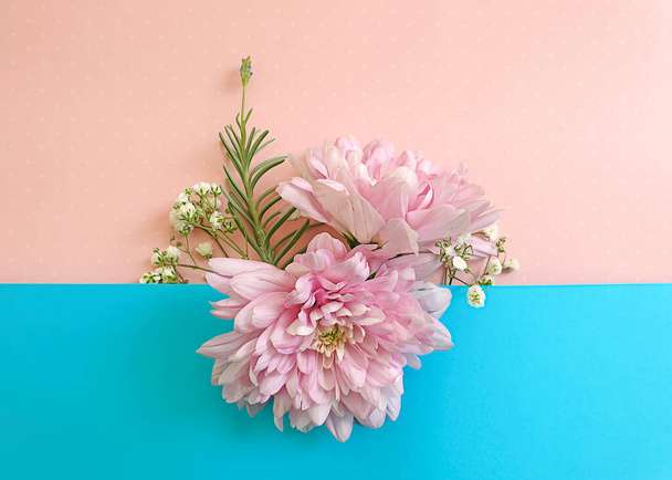 квіткова композиція на кольоровому фоні, композиція, весна
 - Фото, зображення