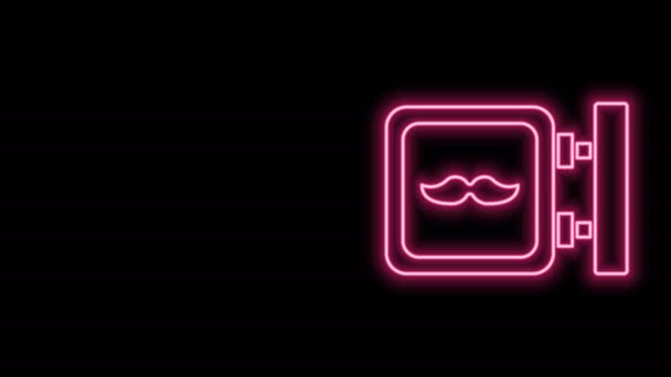 Hehkuva neon line Barbershop kuvaketta eristetty mustalla taustalla. Kampaajan logo tai kyltti. 4K Video motion graafinen animaatio - Materiaali, video