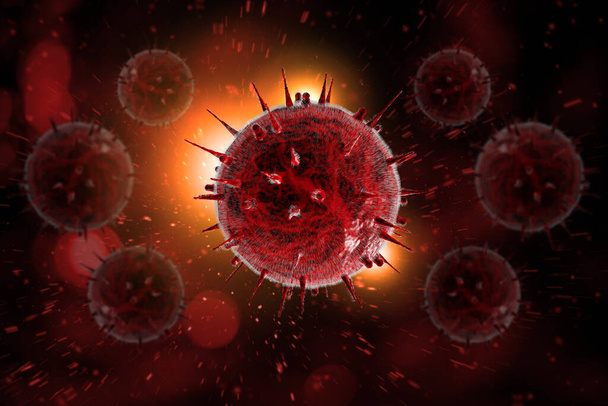 Вирусные клетки ВИЧ для медицинской науки 3D иллюстрация - Фото, изображение