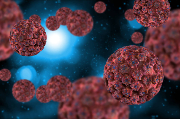 Maladies infectieuses Cellules virales du papillome humain illustration 3D conceptuelle - Photo, image