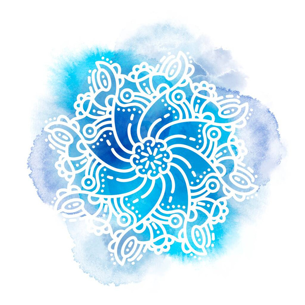 Hand drawn watercolor snowflake for your Christmas design - Фото, изображение