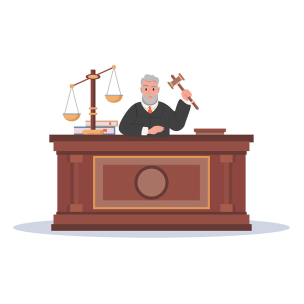 Суддя персонаж з молотком мультфільм Векторні ілюстрації
 - Вектор, зображення