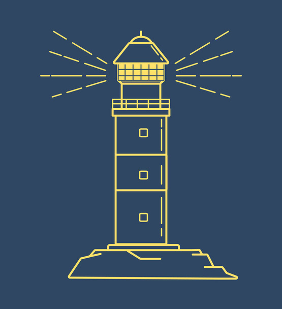 Logo navigation beacon. Lighthouse tower line art vector. - Vektör, Görsel