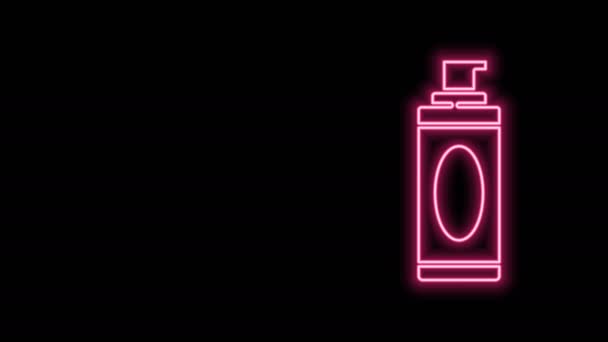 Linha de néon brilhante ícone de espuma de gel de barbear isolado no fundo preto. Creme de barbear. Animação gráfica em movimento de vídeo 4K - Filmagem, Vídeo
