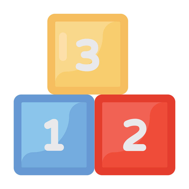 Kids plaything blocks, flat icon of numeric blocks - Vector, imagen