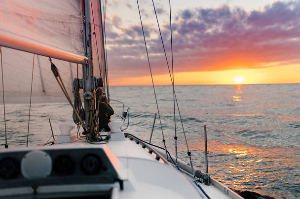 Sunrise in the sea, captured form a yacht. - Foto, imagen