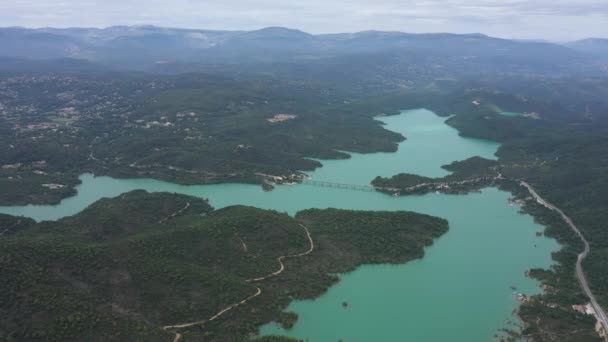 Vue aérienne grande lac Saint Cassien, célèbre réservoir de var France - Séquence, vidéo