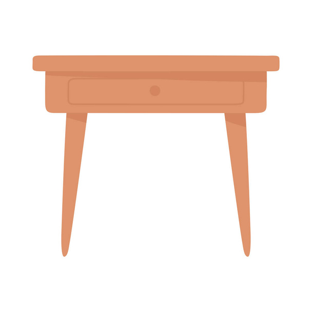 τραπέζι ξύλινο με έπιπλα συρταριών απομονωμένο στυλ εικονίδιο - Διάνυσμα, εικόνα