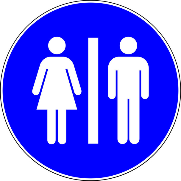 Tuvaletler mavi işaretli. - Fotoğraf, Görsel