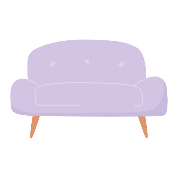 Диван мебель домашний комфорт изолированный стиль икона - Вектор,изображение