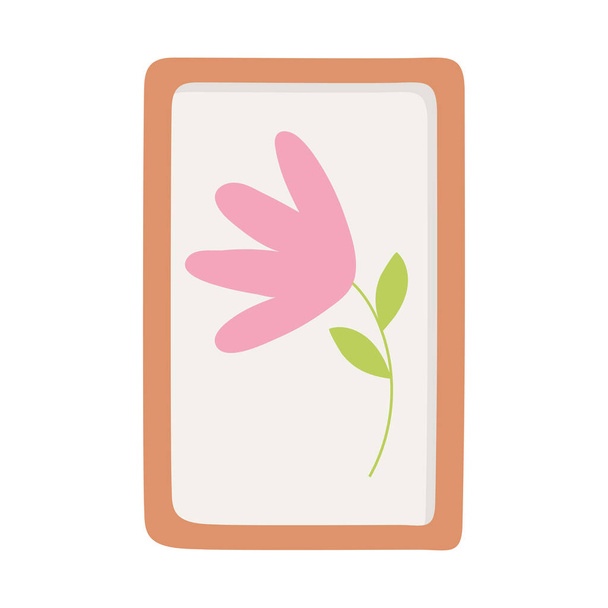 cadre décoration avec la nature fleur isolé icône style - Vecteur, image