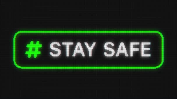 Pixeled text Stay Safe with hashtag icon. - Footage, Video
