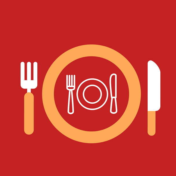 deska s nožem a vidličkou s ikonou talíř, lžíce, vidlička - Vektor, obrázek