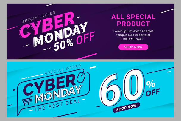 Cyber monday sale banner template digital marketing for business promotion - Vector, Image