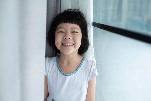 portrait asian kid, child enjoy and happy, little girl - Foto, Imagem