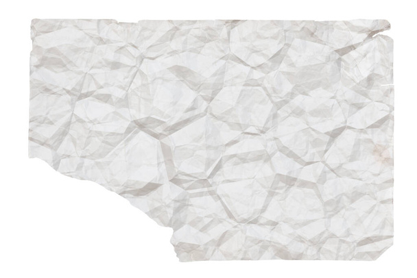 vanha tyhjä rypistynyt paperi, jonka kopiotila on eristetty valkoisella pohjalla - Valokuva, kuva