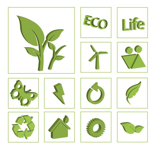 Ecology eco icon button set vector - Vector, afbeelding