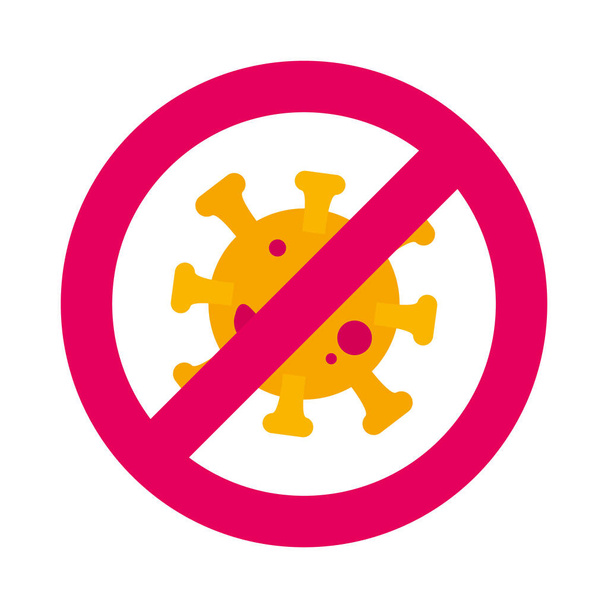 coronavirus icono de signo prohibido, estilo plano - Vector, Imagen