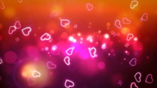 美しいハート&ラブの背景3Dシームレスな映像4K-ロマンチックなカラフルなグリッター輝く&飛んで心。ロマンス、愛、結婚、バレンタインデーと誕生日の招待のためのアニメーションの背景. - 映像、動画