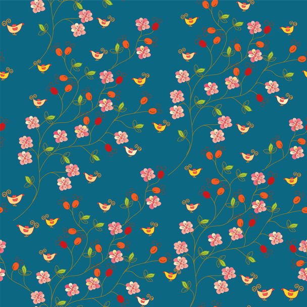 Seamless floral pattern with hips - Vektor, obrázek