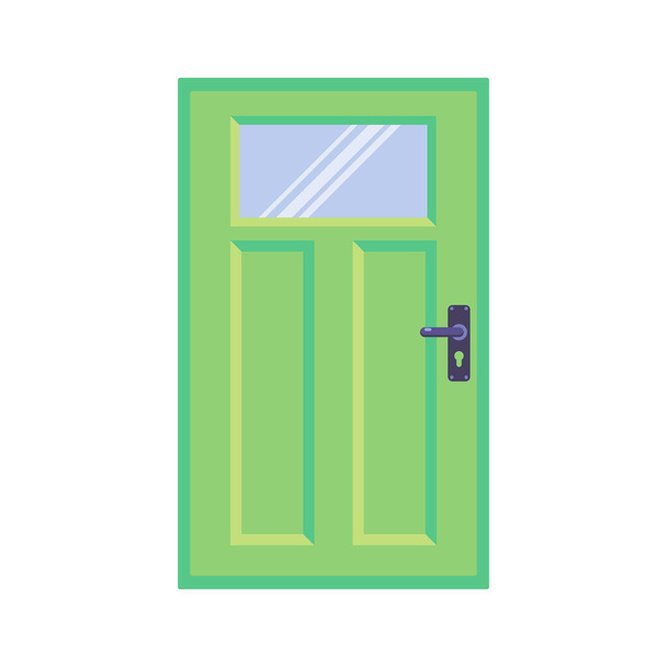 Green door with glass flat icon - Vektör, Görsel