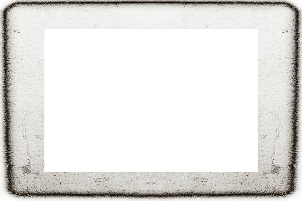 Old Grunge Weathered Peeled Painted Plaster Wall Frame With Abstract Antique Cracked Texture. Retro Stucco Scratched Pattern. Empty Space For Image, Text. Rectangle horizontal 3:2 Aspect Ratio Banner - Photo, Image