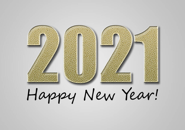 Carte postale grise avec nouvel an doré 2021 - Photo, image