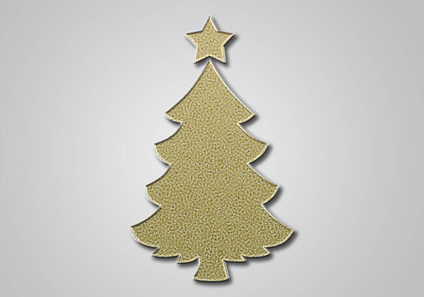 Saludo gris de navidad con árbol de navidad dorado. - Foto, imagen
