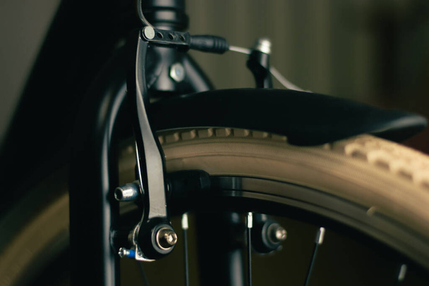 Photo of part of bicycle, rim brakes, closeup - Photo, Image