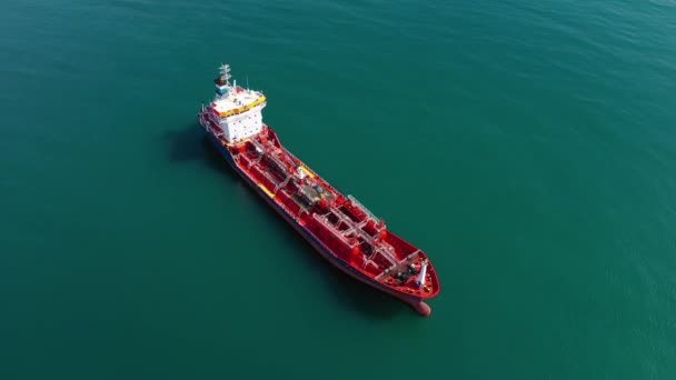 Aerial shot flying around very large crude carrier oil tanker, petroleum crude product tanker - Footage, Video