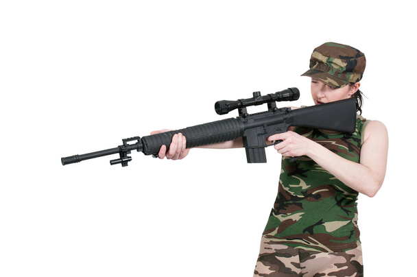 žena s útočná puška - Fotografie, Obrázek