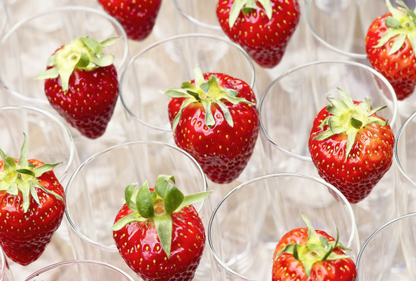 Strawberries in flute glasses - Photo, Image