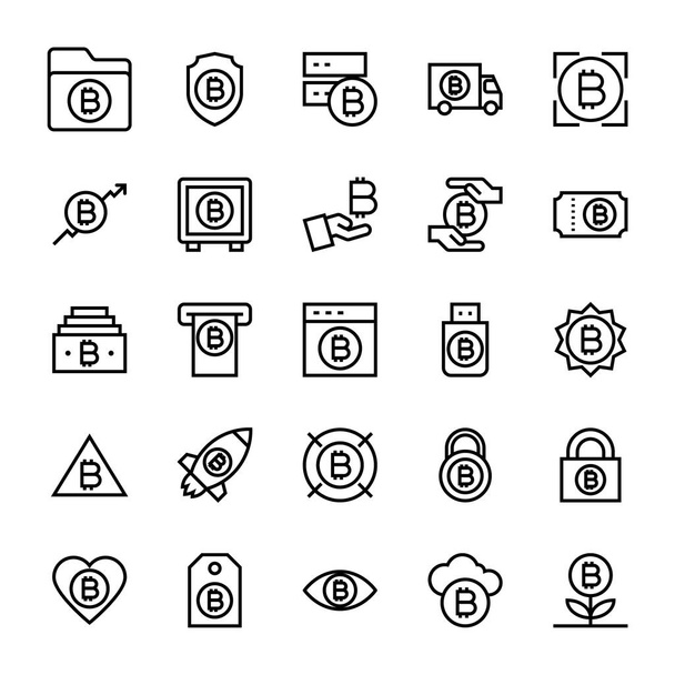 Outline icons for bitcoins. - Vector, Image